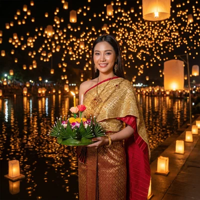 Фестиваль фонариков в Таиланде — AI промт для Nano Banana Pro