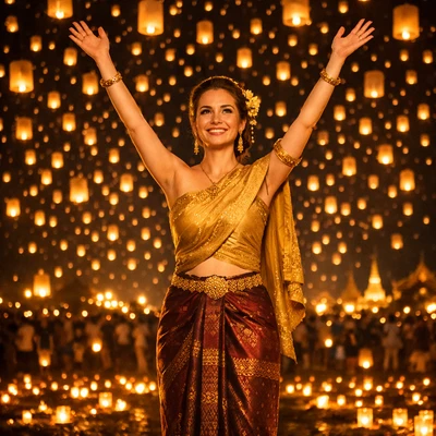 Фестиваль фонариков в Таиланде (Йи Пэн) — AI промт для GPT Image 1.5