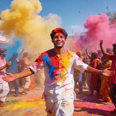 Фестиваль красок Холи — AI промт для Seedream 4.5
