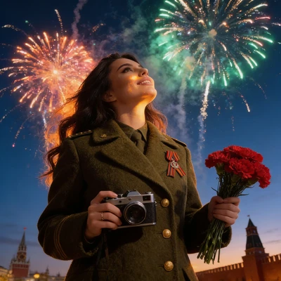 Фронтовой корреспондент: Салют Победы — AI промт для Seedream 4.5