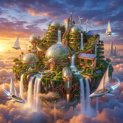 Футуристическая ферма в облаках — AI промт для Nano Banana Pro