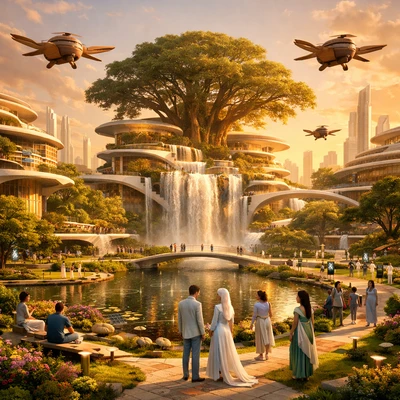 Футуристический парк в стиле Соларпанк — AI промт для GPT Image 1.5