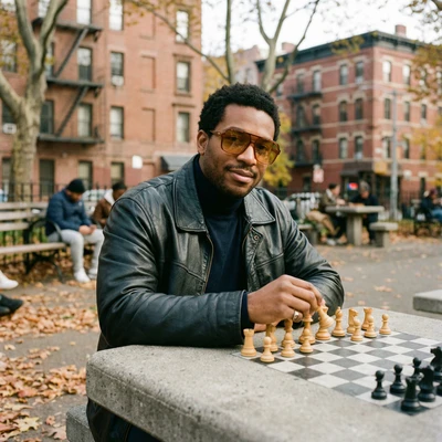 Гарлемский шахматист 1970-х — AI промт для Nano Banana Pro