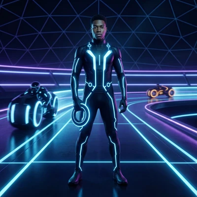 Геймер в стиле «Трон» — AI промт для Nano Banana Pro