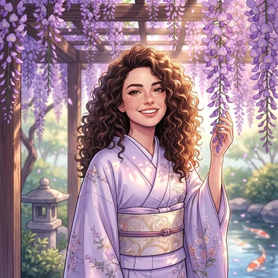 Героиня из Сада Глициний — AI промт для Nano Banana Pro