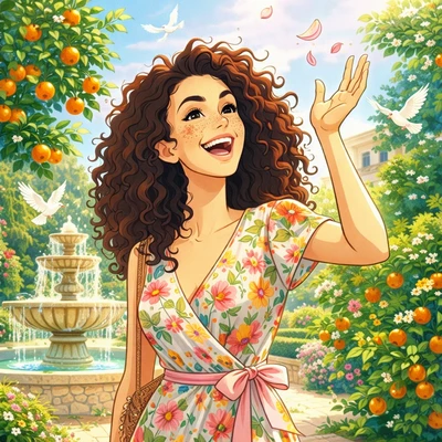 Героиня классической анимации в весеннем саду — AI промт для GPT Image 1.5