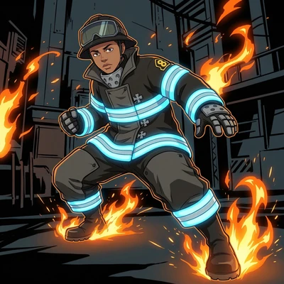 Герой аниме 'Fire Force' (8-й отряд) — AI промт для Nano Banana Pro