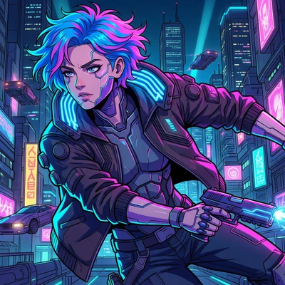 Герой аниме в стиле 'Cyberpunk: Edgerunners' — AI промт для Nano Banana Pro