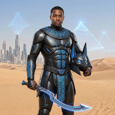 Герой игры в стиле Cyber-Egypt — AI промт для Nano Banana Pro