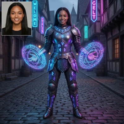 Герой игры в стиле «Cyber-Fantasy» — AI промт для Nano Banana Pro