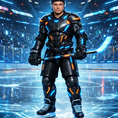 Герой игры в стиле киберхоккея — AI промт для GPT Image 1.5