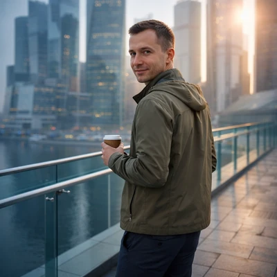 Герой кофейного утра в мегаполисе — AI промт для GPT Image 1.5