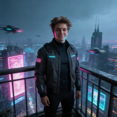 Герой Неонового Мегаполиса — AI промт для Seedream 4.5