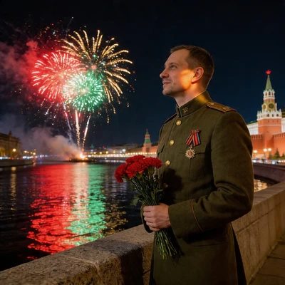 Герой Победы: Праздничный салют — AI промт для Seedream 4.5