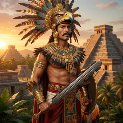 Герой в стиле мезоамериканской эпохи — AI промт для Nano Banana Pro