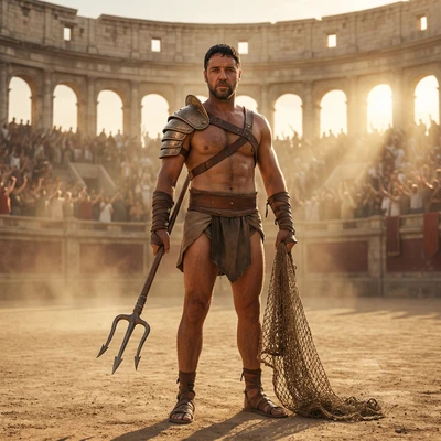 Гладиатор в Колизее перед боем — AI промт для Nano Banana Pro