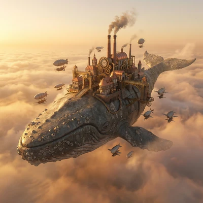 Город на летающем ките — AI промт для Nano Banana Pro