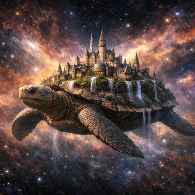 Город на спине гигантской черепахи — AI промт для GPT Image 1.5