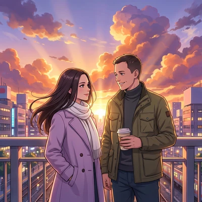 Городской роман в эстетике Макото Синкая — AI промт для Nano Banana Pro