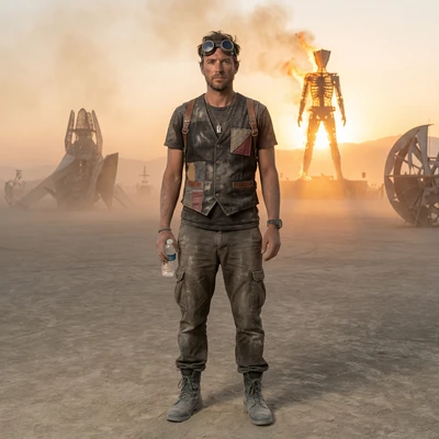 Гость фестиваля Burning Man — AI промт для Nano Banana Pro