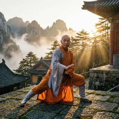 Гранд-мастер кунг-фу из Шаолиня — AI промт для Nano Banana Pro