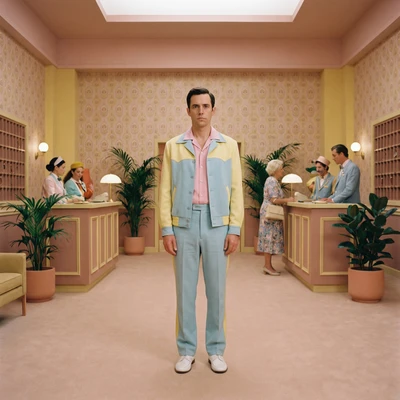 Гранд-отель в стиле Уэса Андерсона — AI промт для Nano Banana Pro