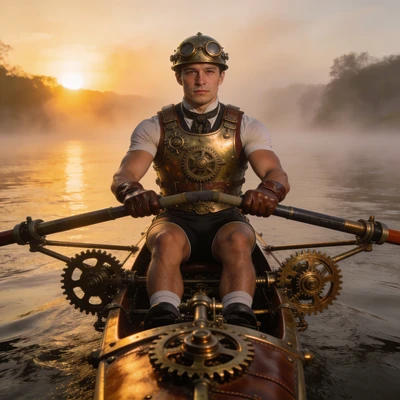 Греблей в стиле стимпанк-регаты — AI промт для Seedream 4.5