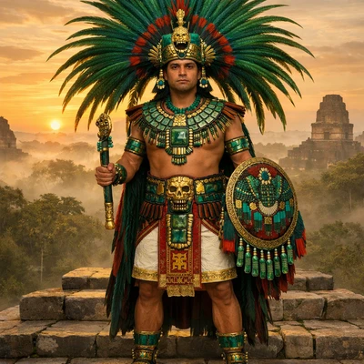 Император ацтеков в золотом храме — AI промт для GPT Image 1.5