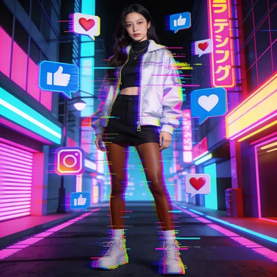 Инфлюенсер в виртуальном Токио — AI промт для Seedream 4.5