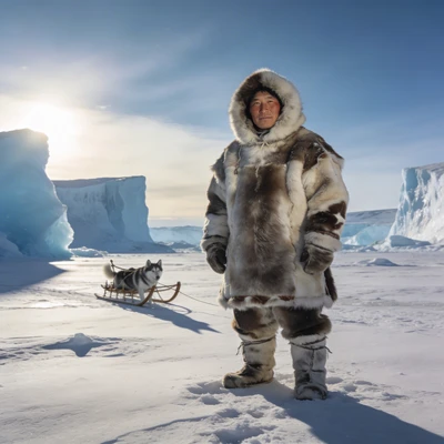 Инуитский охотник в арктических льдах — AI промт для Seedream 4.5