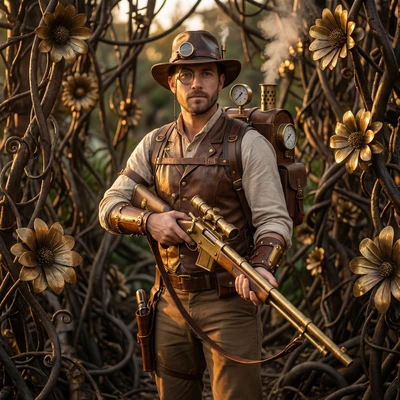 Исследователь Паровых Джунглей — AI промт для Nano Banana Pro