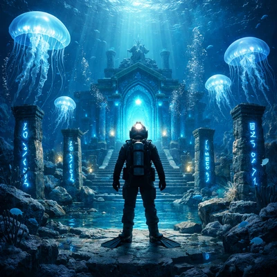 Исследователь затерянной Атлантиды — AI промт для GPT Image 1.5