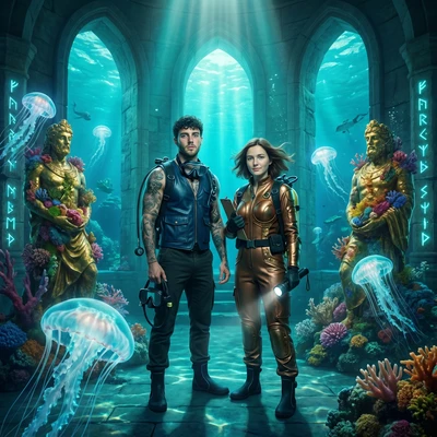 Исследователи Затерянной Атлантиды — AI промт для Nano Banana Pro