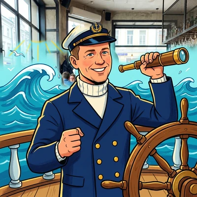 Капитан из мультфильма 50-х — AI промт для Nano Banana Pro