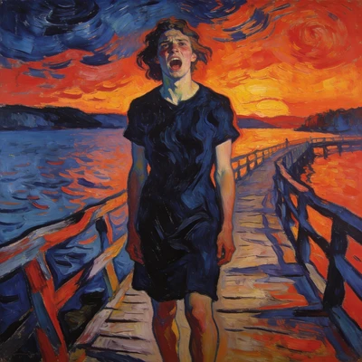 Картина в стиле экспрессионизма Мунка — AI промт для Seedream 4.5