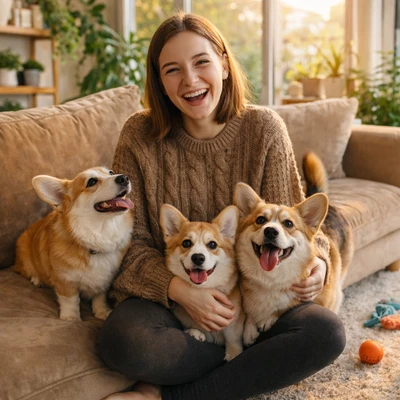 Хозяйка приюта для корги — AI промт для GPT Image 1.5