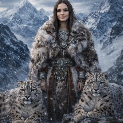 Хозяйка снежных барсов — AI промт для GPT Image 1.5