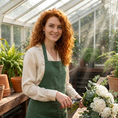 Хозяйка цветочной оранжереи — AI промт для Nano Banana Pro