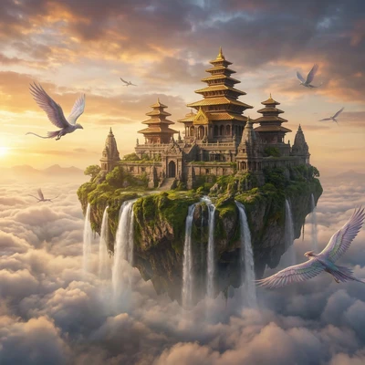 Храм Парящих Островов — AI промт для Nano Banana Pro