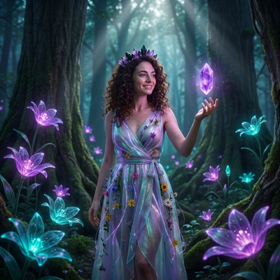 Хранительница Кристаллического Леса — AI промт для Nano Banana Pro