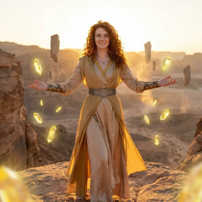 Хранительница солнечных кристаллов — AI промт для Nano Banana Pro