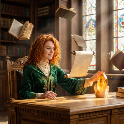 Хранительница Янтарного Архива — AI промт для Nano Banana Pro