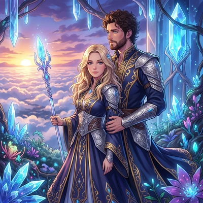 Хроники хрустального города: Аниме Дуэт — AI промт для Nano Banana Pro