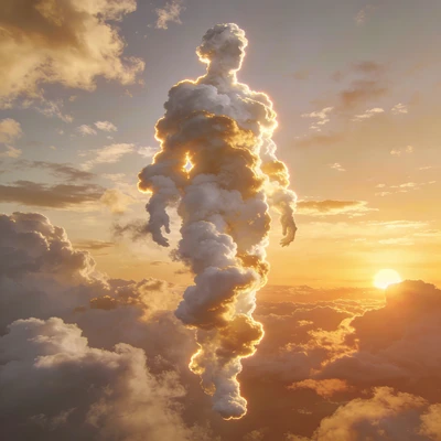 Художественная инсталляция: Человек из облаков — AI промт для Seedream 4.5