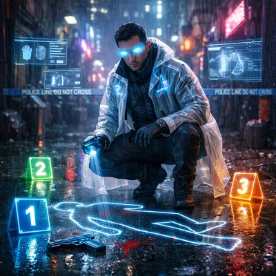 Кибер-детектив: Место преступления — AI промт для GPT Image 1.5