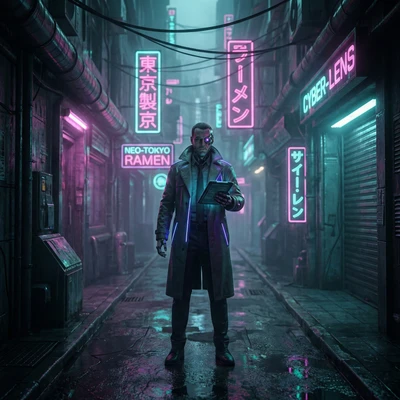 Кибер-детектив в неоновом городе — AI промт для Nano Banana Pro