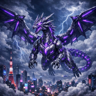 Кибер-Дракон в облаках Нео-Токио — AI промт для GPT Image 1.5