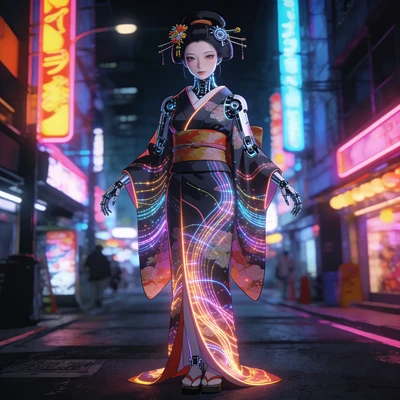 Кибер-гейша в стиле аниме — AI промт для Seedream 4.5