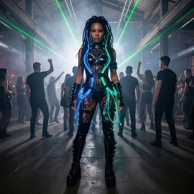 Кибер-готика: Техно-жрица — AI промт для Nano Banana Pro