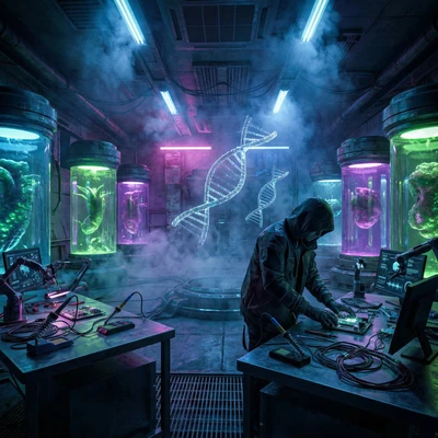 Кибер-лаборатория будущего — AI промт для Nano Banana Pro